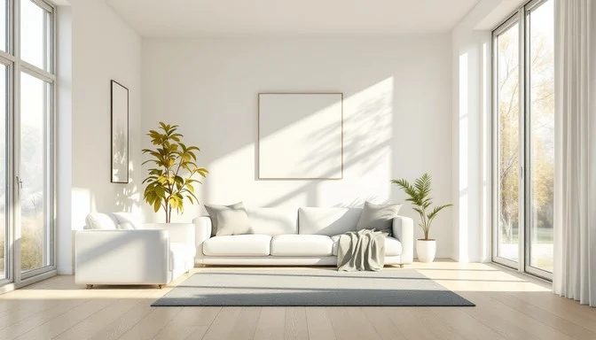 Bright and peaceful living room after a professional clean